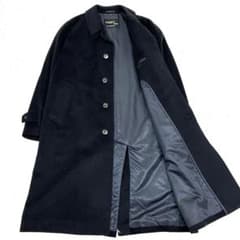 美品】生地の宝石 カシミヤ100% バルマカンコート メンズ 黒 LL相応