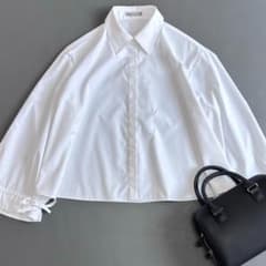 美品 セオリーリュクス 25SS 袖リボンブラウス 白 オーバーサイズ vx6 