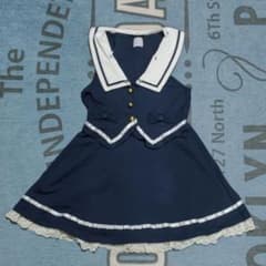 axes femme kids セーラーフリルワンピ 130 ネイビーのサムネイル