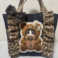ゆ*ら様 デニム パネル着ぐるみ熊 ねこちゃん トートバック - メルカリ