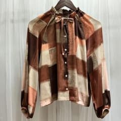 BRAHMIN】新品⭐︎マイクロサテンレオパードアートブラウス/38 