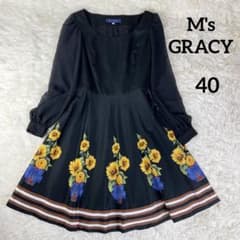M's GRACY ワンピース　ひまわり　花柄 40L 結婚式　大きいサイズのサムネイル