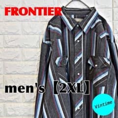 y201 FRONTIER 긴팔 버튼 셔츠 남성 2XL 스트라이프 패턴