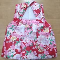 赤 花柄 被布ベスト 七五三　女の子のサムネイル