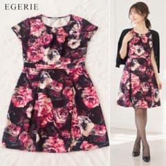 EGERIE エジェリ ピンク花柄 半袖フレアワンピース T4
