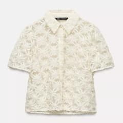 【未使用】ZARA 花柄シースルーシャツ　Mのサムネイル