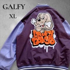 GALFY 大型犬 美品 スタジャン ガルフィー わんわん落書き パープル