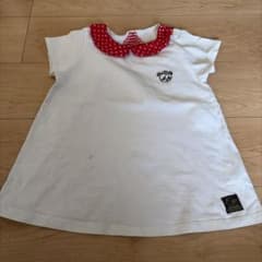 ドット柄切り替え 半袖Tシャツ ホワイト レッドのサムネイル