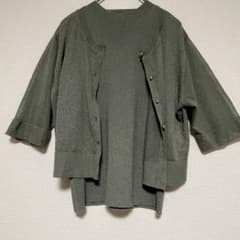 NATURAL BEAUTY BASIC シアーカーディガン アンサンブル 緑のサムネイル