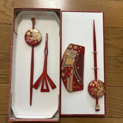 赤いかんざし・髪飾りセットのサムネイル