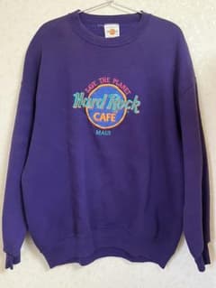 ハードロックカフェ 刺繍　スウェット トレーナー　USA製　パープル　紫のサムネイル