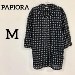 【PAPIORA 花柄 総柄 シアー ロングカーディガン M】のサムネイル