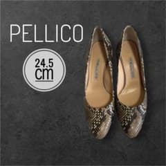 24.5㎝ ペリーコ PELLICO パイソン革 パンプス ラウンドトゥ 美品