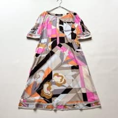 美品 レオナール カンカン ワンピース 花柄 トリム サイズ2（M