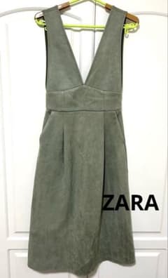 ZARA ワンピース ジャンパースカート カーキ 秋のサムネイル