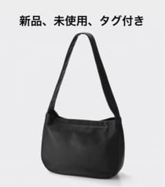 GU レザータッチラウンドショルダーバッグ ブラック BLACK 黒 大容量のサムネイル