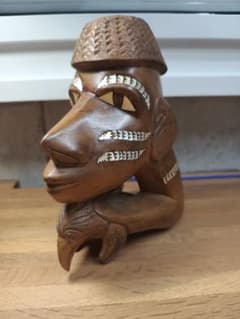West African Vintage Solomon Islands Figurehead, Fiji, One-Cut Carving, Spiral Carving