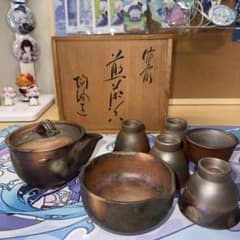 備前焼　急須、湯呑みセット 備前焼 茶器セット 急須 湯呑 木箱入り - メルカリ