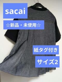 sacai サカイ 異素材パネルプリーツ Tシャツ 黒 デニム調 新品 - メルカリ