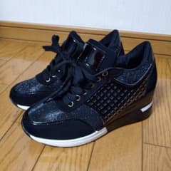エナメル　ラメ　コリアン風　美脚　ヒールスニーカーのサムネイル