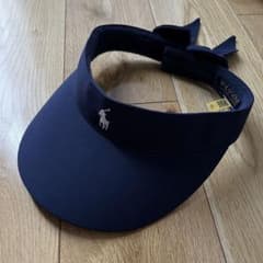 ポロゴルフ サンバイザー リボン ネイビー 刺繍 ラルフローレン 帽子