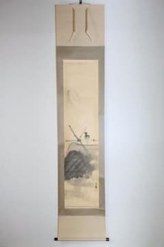 No6110 掛軸 在銘 竹内鳴鳳 紙本 共箱/畳箱 日本画 花鳥 送料無料