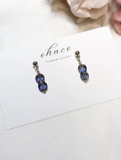 Wフラットピアス　ハンドメイド　ノンホールピアス　イヤリング　小さめ　シルバーのサムネイル