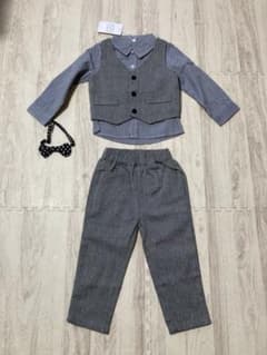 【新品・未使用】子供用フォーマルスーツセット 90cm グレーのサムネイル