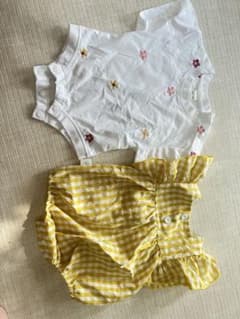 ベビー ロンパース 2点セット 花柄 ギンガムチェックのサムネイル