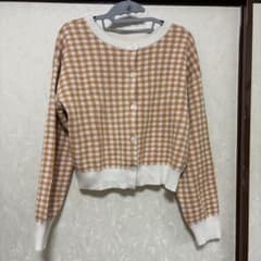 GUギンガムチェック柄 長袖カーディガンのサムネイル