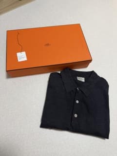 HERMÈS エルメス セリエボタン ポロシャツ 半袖 ネイビー メンズ 箱付きのサムネイル