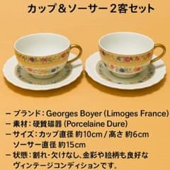 es Boyer Limoges カップ＆ソーサー ケーキ皿セット Georges Boyer LIMOGES カップ＆ソーサー 2客セット - メルカリ