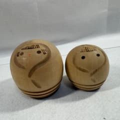 【昭和レトロ】創作こけし けん一作 コロリンこけし 大・小のサムネイル