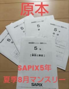 SAPIX 5年夏期講習マンスリー確認テスト2025受験組8月原本 - メルカリ