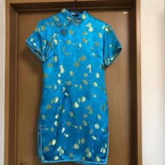 チャイナドレス ブルー グリーン コスプレのサムネイル
