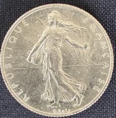 1917年 フランス 2フラン 銀貨 SV835 種を蒔く人 - メルカリ