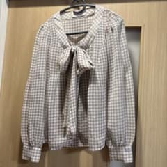 ギンガムチェック ボウタイブラウス 長袖のサムネイル