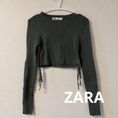 ZARA カーキ サイドスリット クロップドニットのサムネイル