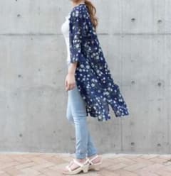 ロングカーディガン 花柄ガウン ワンピースのサムネイル