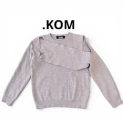 .KOM 長袖ニット リブ クルーネック グレー M アシンメトリー ゆったりのサムネイル