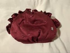 美品⭐︎お値下げ交渉可gelato piqueハート刺繍フリルポーチ バーガンディのサムネイル