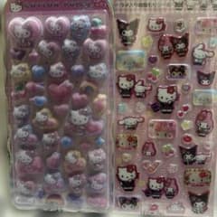 ハローキティー　コットンパフィ　ラメ入り樹脂もりシール