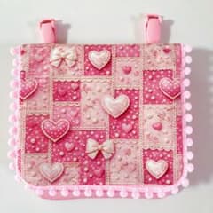 移動ポケット♥可愛い ハート リボン レース♥大きめ ポーチ♥発達障害 自閉症のサムネイル