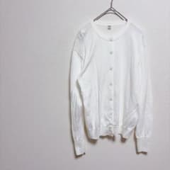 ユニクロ UVカットクルーネックカーディガン ホワイト 長袖 Mサイズ 美品のサムネイル