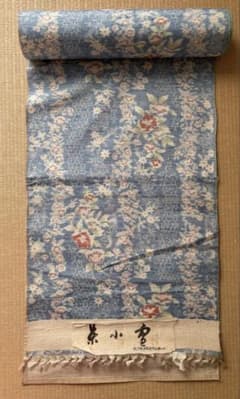 青色 花柄 着物反物のサムネイル