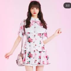 アンクルージュ　ストロベリーローズプリント セットアップ　ピンク