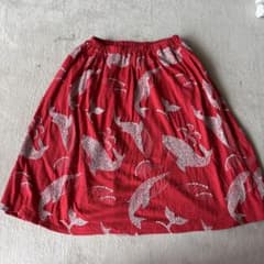 Marble SUD クジラ柄 フレアスカート レッドのサムネイル