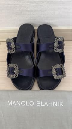 MANOLO BLAHNIK ネイビー ストラスハンギ ハンギシ 35.5のサムネイル