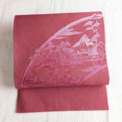 夏帯 美品 名古屋帯 絽 長尺 風景 夏物 正絹 n057 - メルカリ