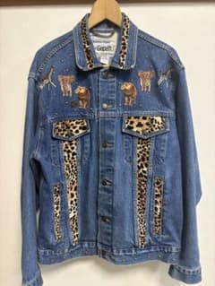 Gepetto】アニマル刺繍 デニムジャケット L レオパード 90s - メルカリ